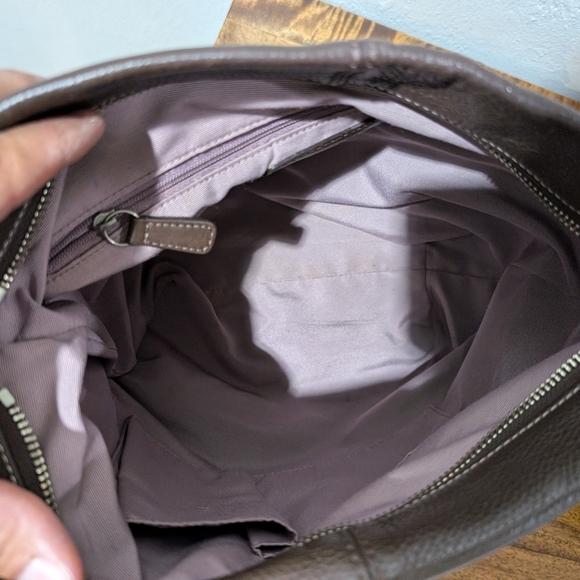 COACH F15064 Brown Duffle Bucket Pebbled Leather Shoulder Bag Purse - Picture 7 of 16